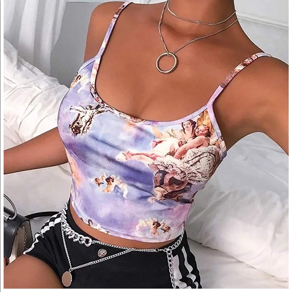 Angels crop tank top